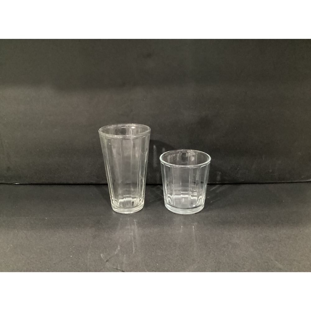 Libbey Short Tall Paneled Clear Glass Tumbler 4"/6" Tall Set of 2‎